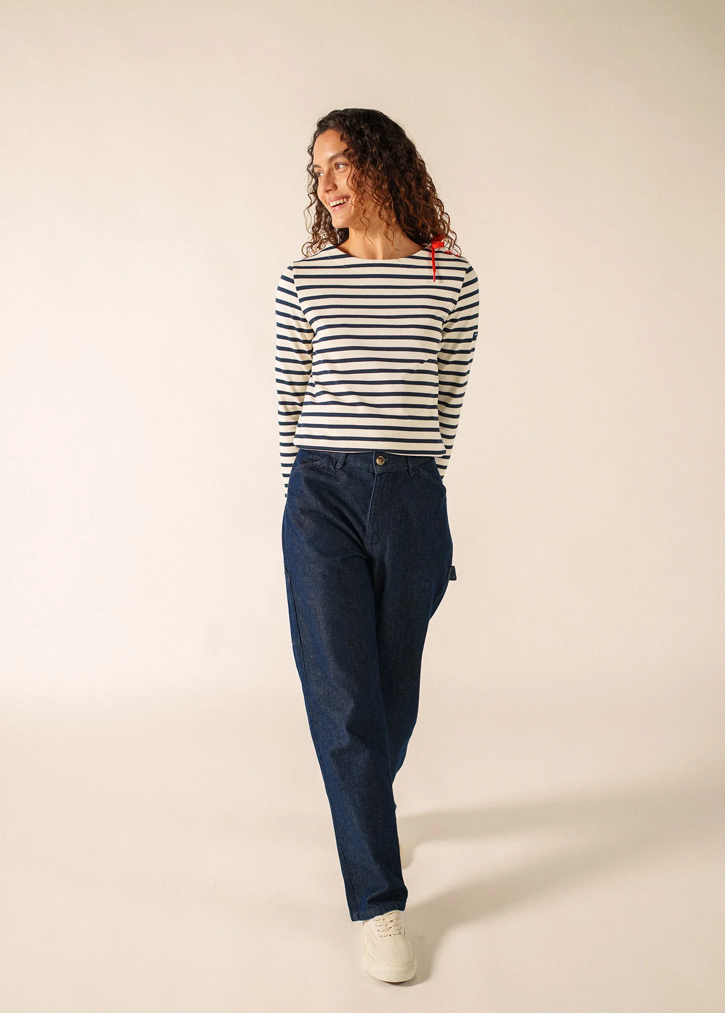 Cavalaire Breton shirt (ECRU/MARINE/TULIPE) - Image 5
