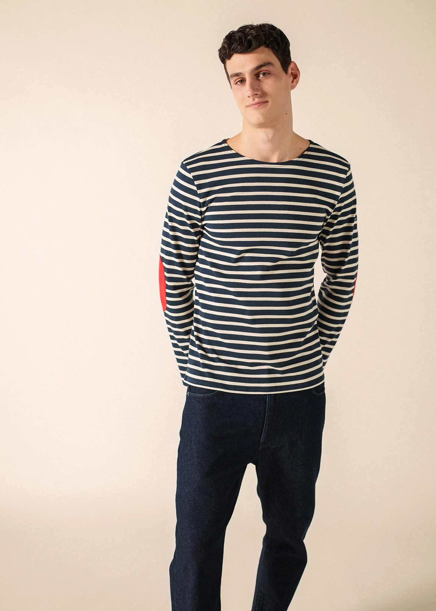 Méridien patches Breton shirt (MARINE/ECRU/TULIPE) - Image 3