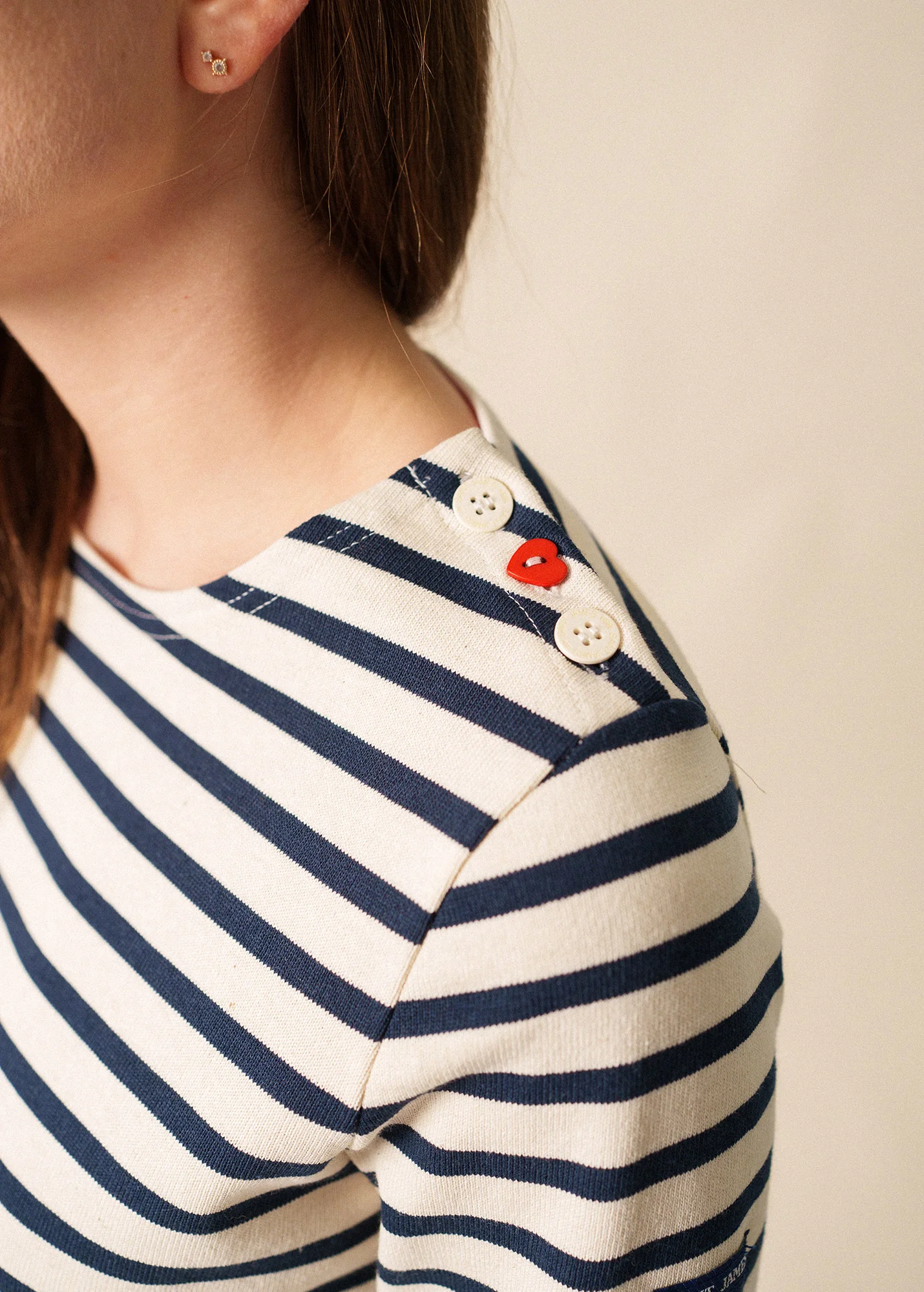 Méridame Cœur Breton shirt (ECRU/MARINE/TULIPE) - Image 4