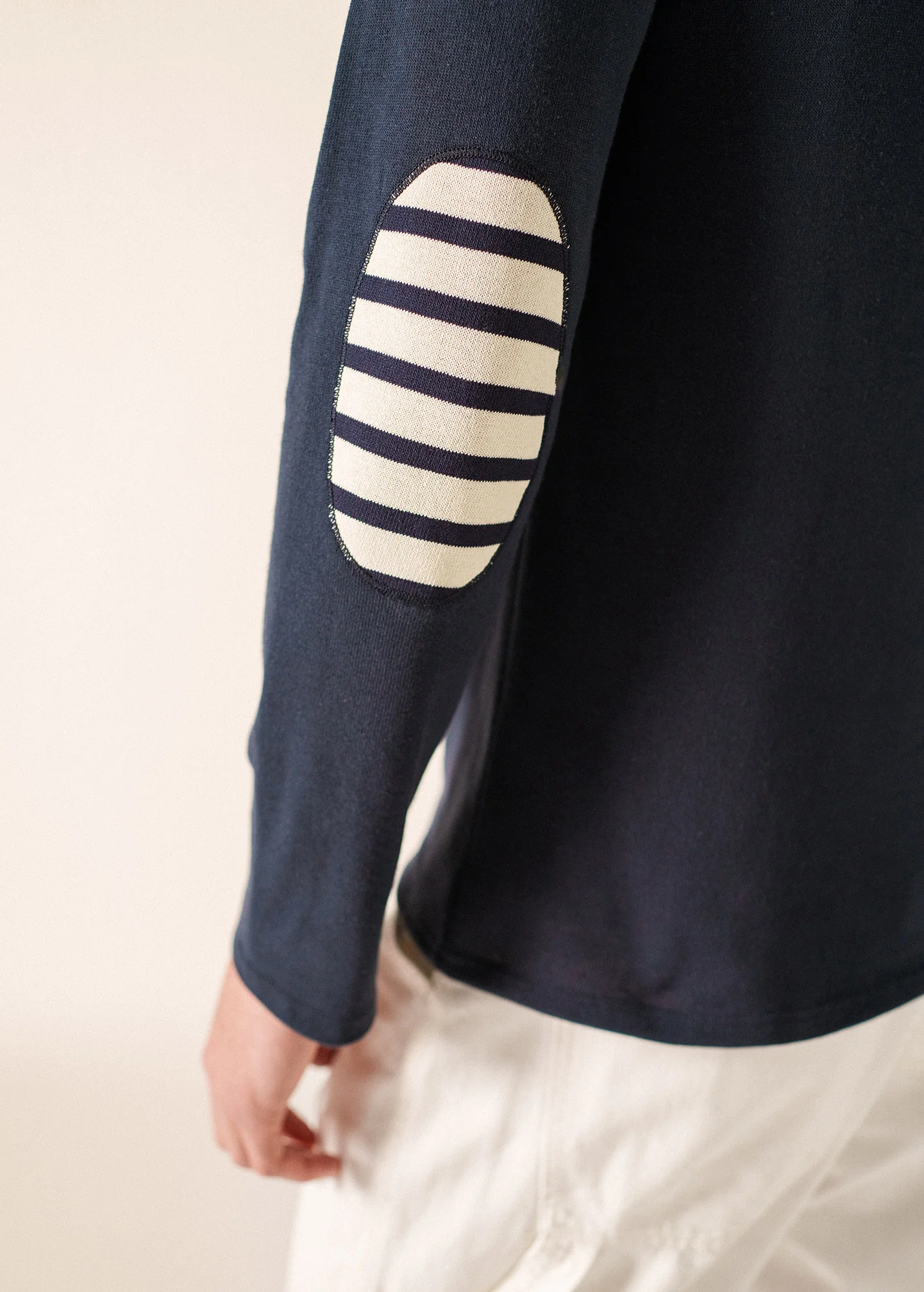Méridien patches Breton shirt (NAVY/ECRU/NAVY) - Image 5