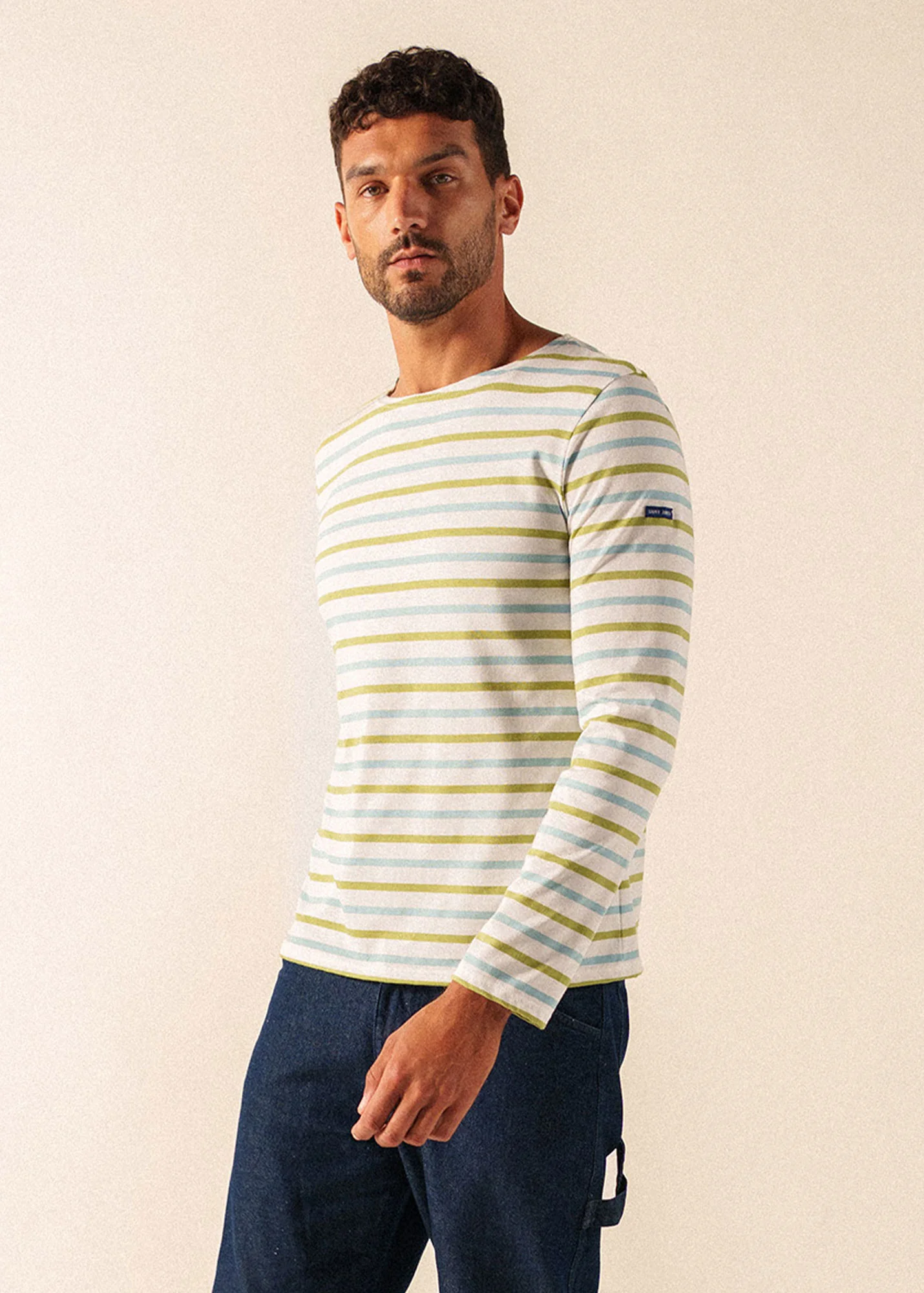 Minquiers tricolour Breton shirt (NEIGE/NUANCE/OIL) - Image 3