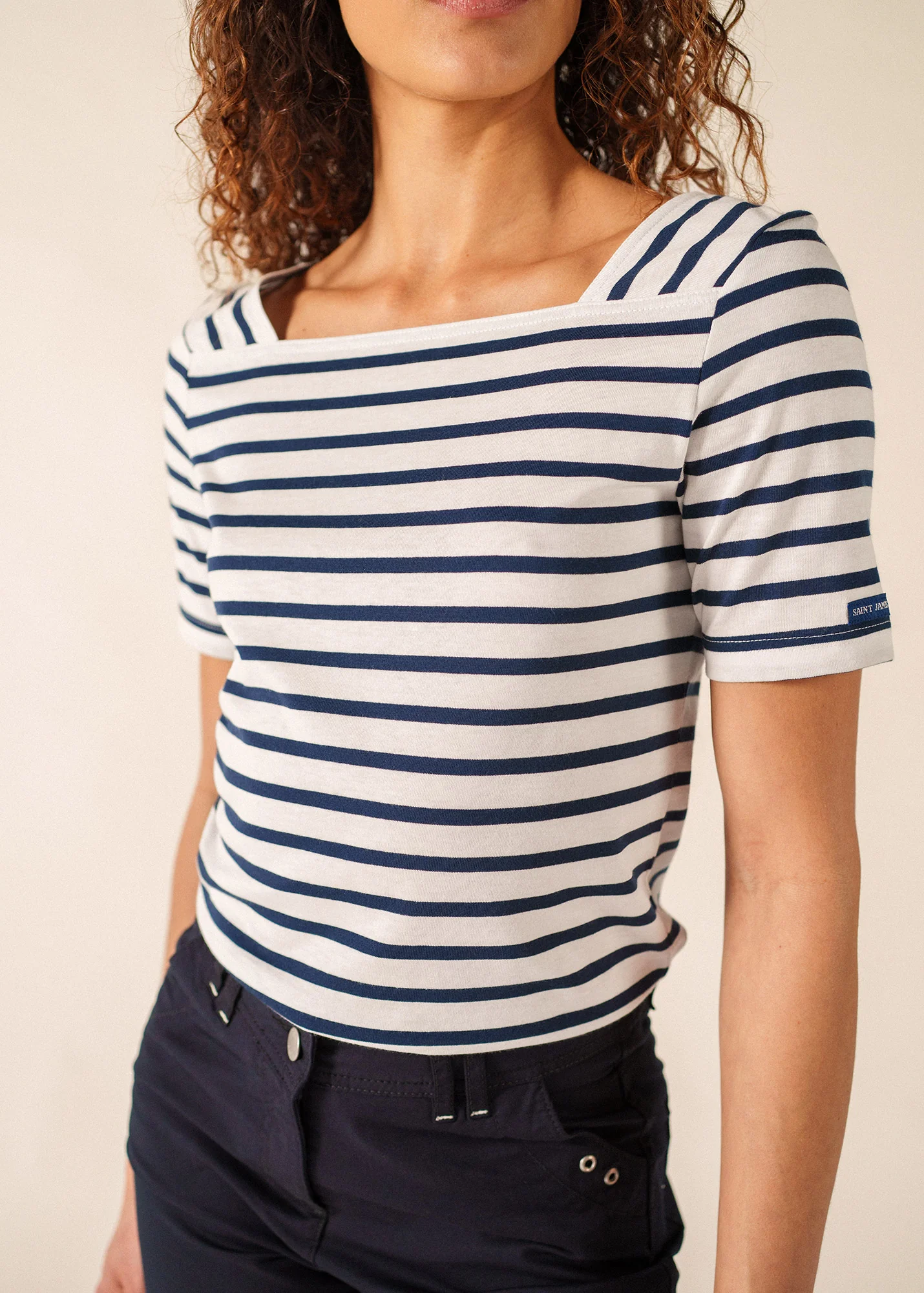 Pléneuf cotton Breton shirt (NEIGE/MARINE) - Image 4