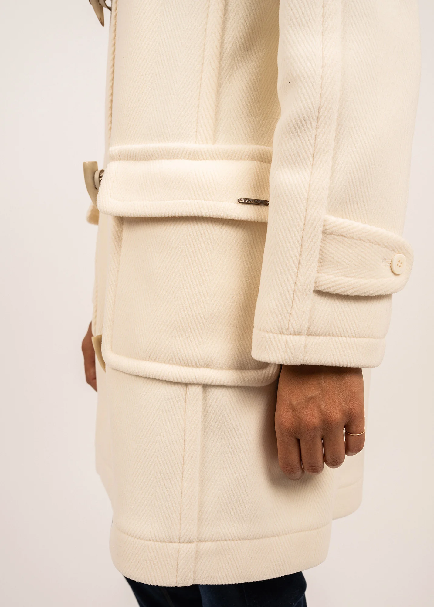 Venus classic duffle-coat - in wool, with herringbone pattern (BLANC D'HIVER) - Image 7